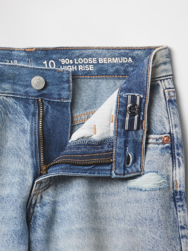Kids Low Rise Stride Denim Bermuda Shorts