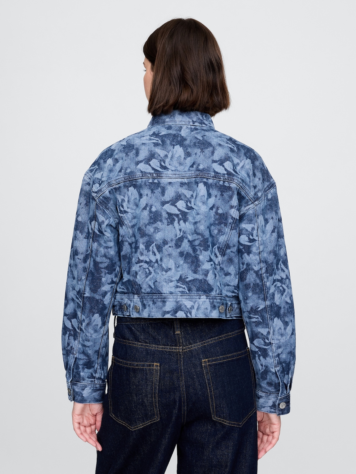 Cropped Floral Denim Icon Jacket