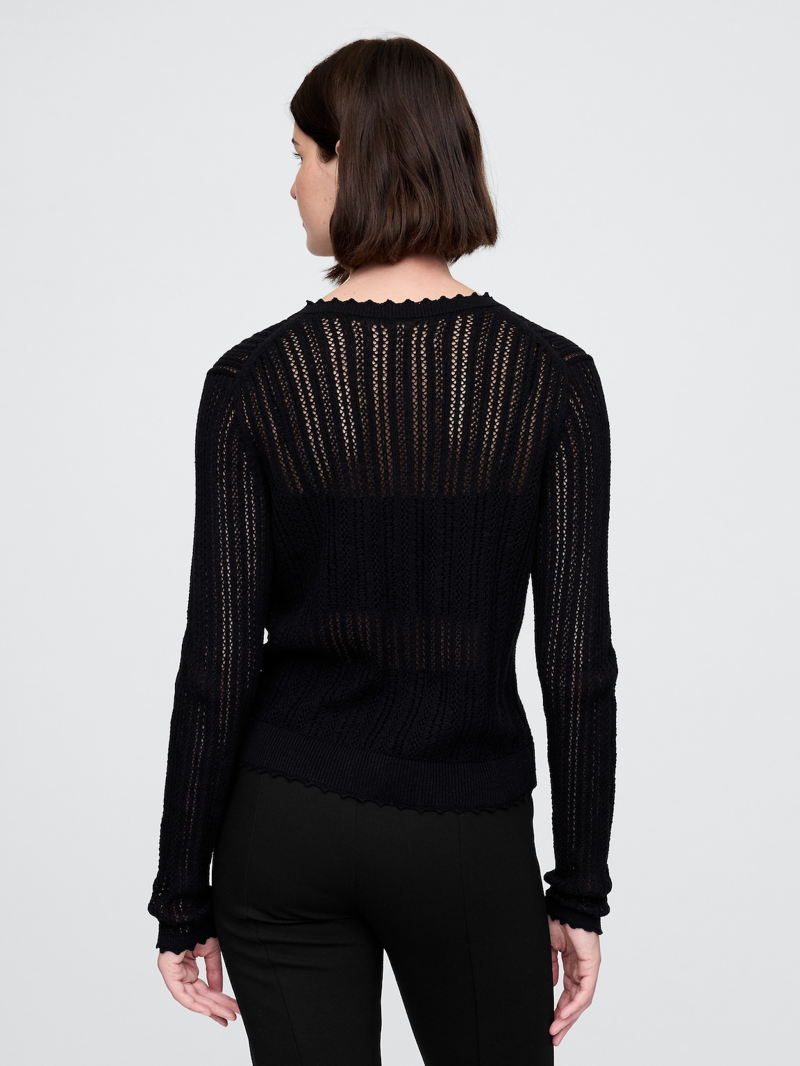 Linen-Blend Pointelle Cardigan