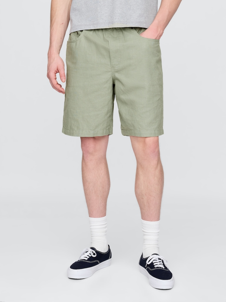 9" Linen-Cotton Easy Shorts
