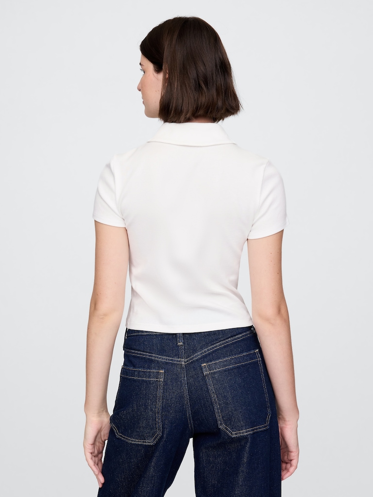 Modern Rib Crop Polo Shirt