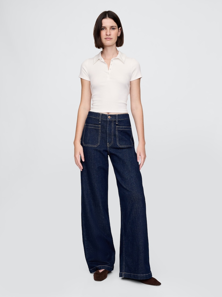 Modern Rib Crop Polo Shirt