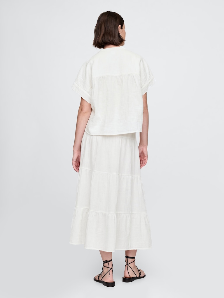 Cotton Gauze Tiered Maxi Skirt