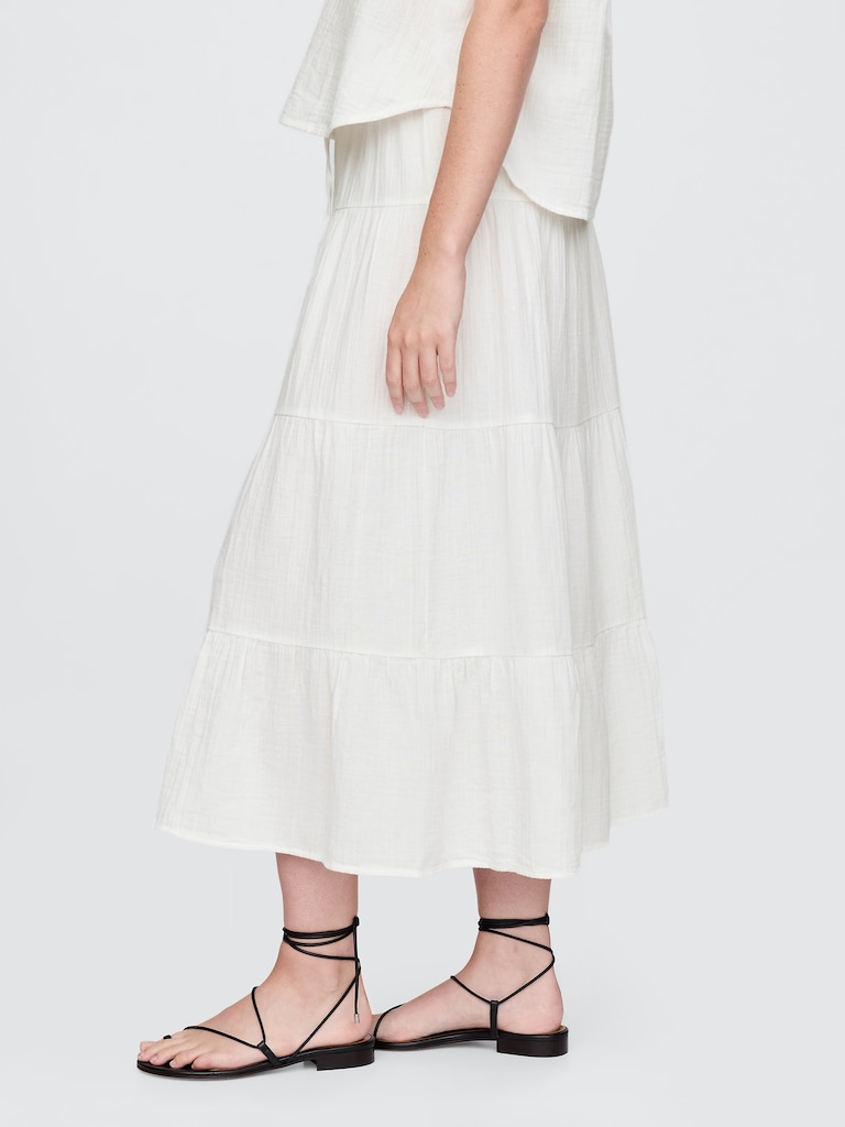 Cotton Gauze Tiered Maxi Skirt