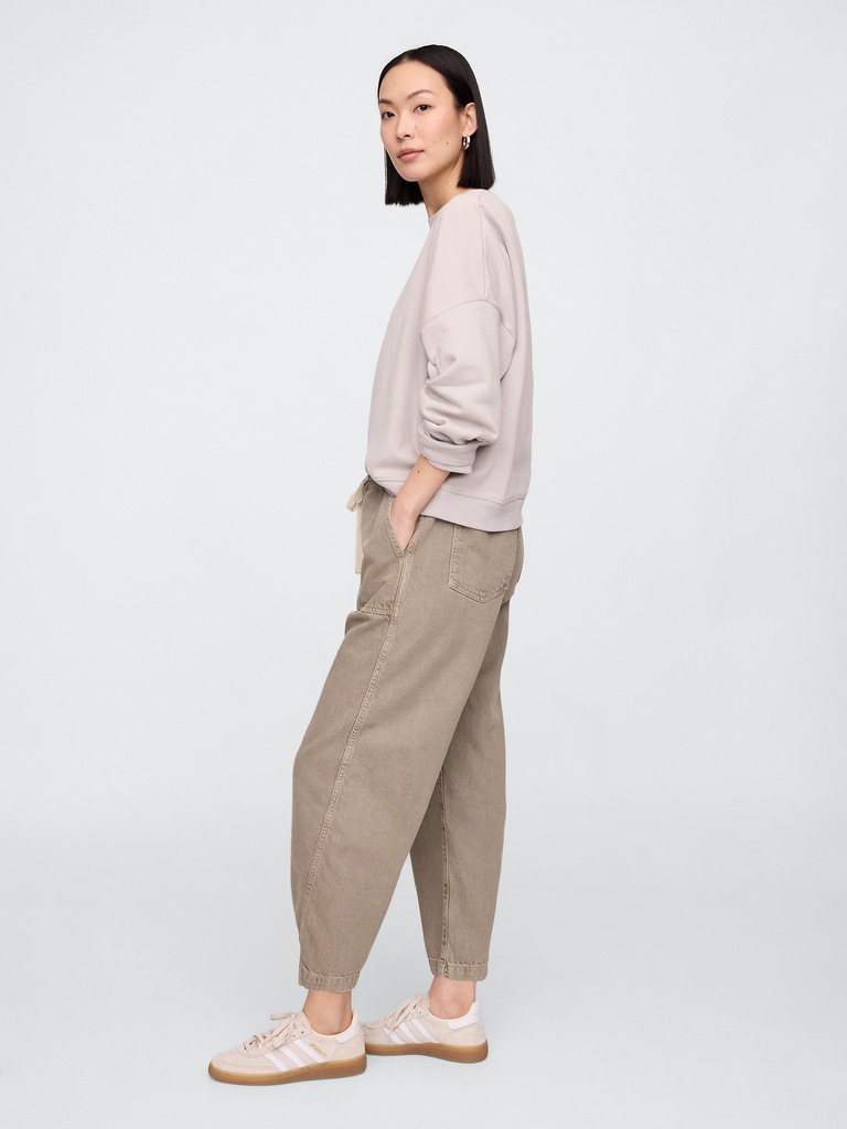 Mid Rise SuperSoft Pull-On Barrel Jeans