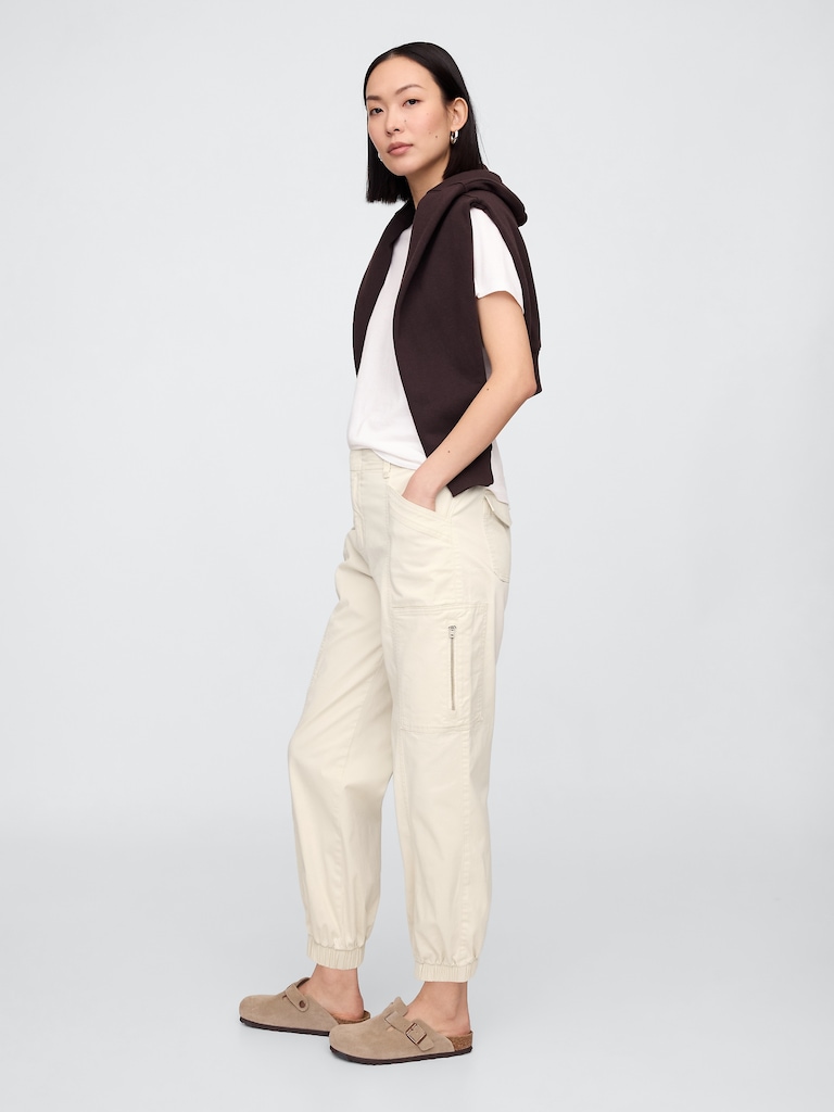 Mid Rise Downtown Khaki Cargo Joggers