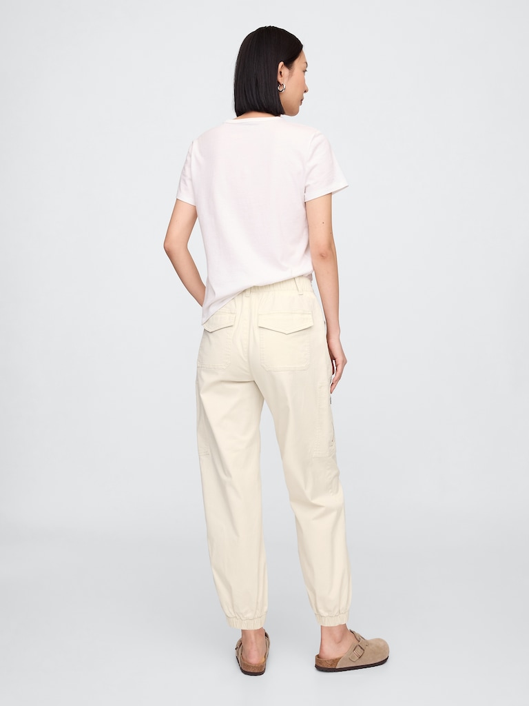 Mid Rise Downtown Khaki Cargo Joggers