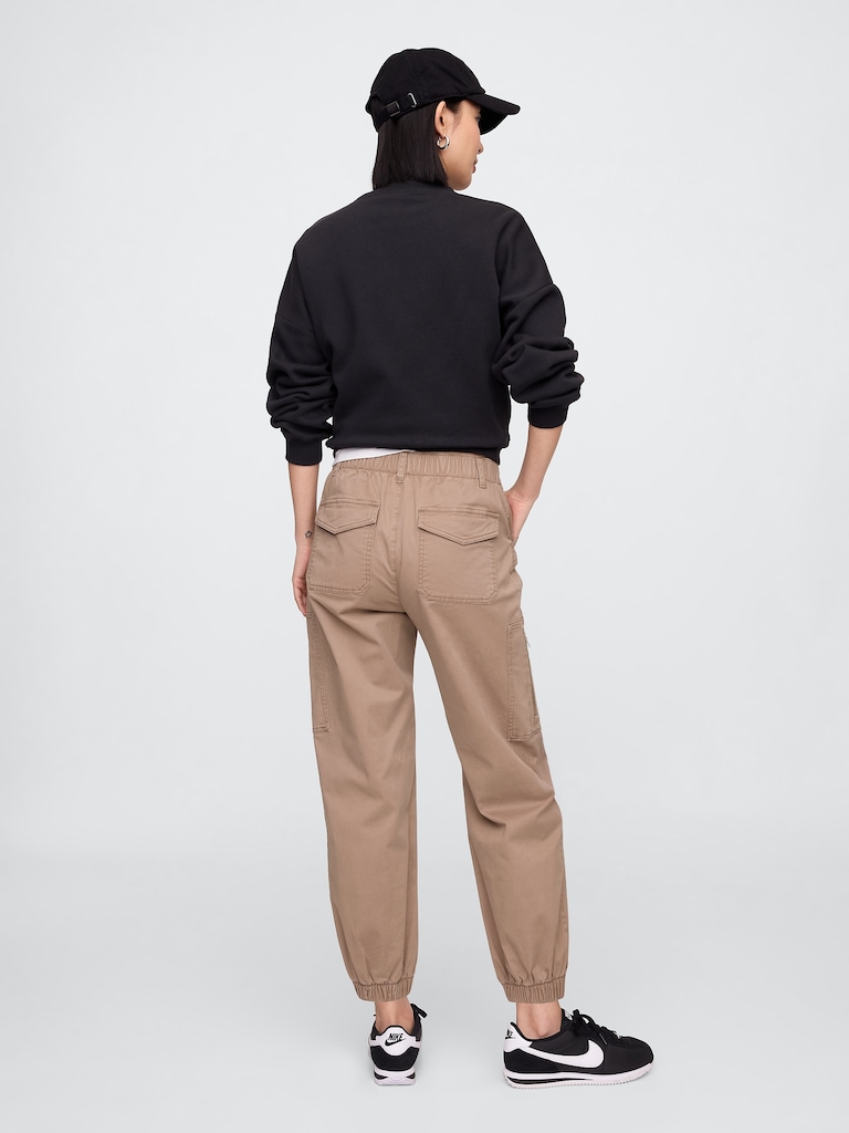 Mid Rise Downtown Khaki Cargo Joggers