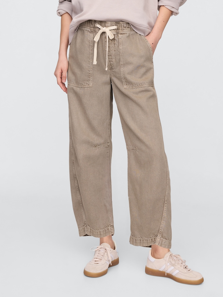 Mid Rise SuperSoft Pull-On Barrel Jeans
