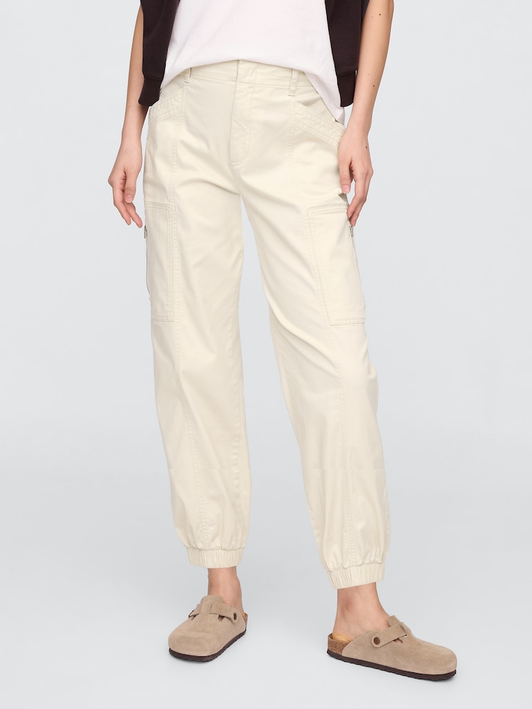 Mid Rise Downtown Khaki Cargo Joggers