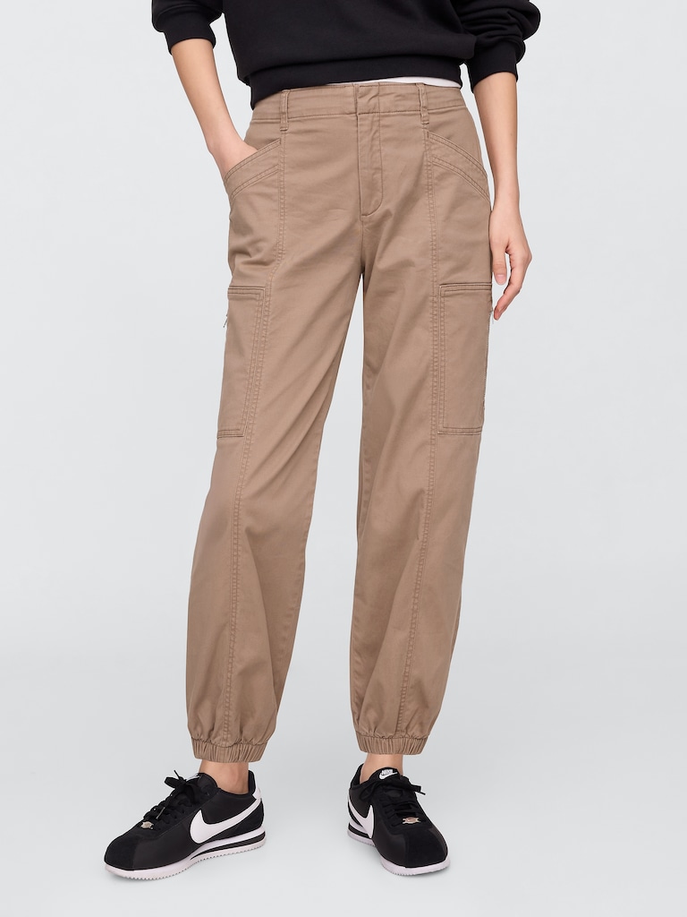 Mid Rise Downtown Khaki Cargo Joggers