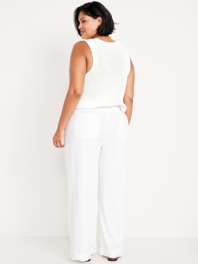 High-Waisted Linen-Blend Wide-Leg Pants