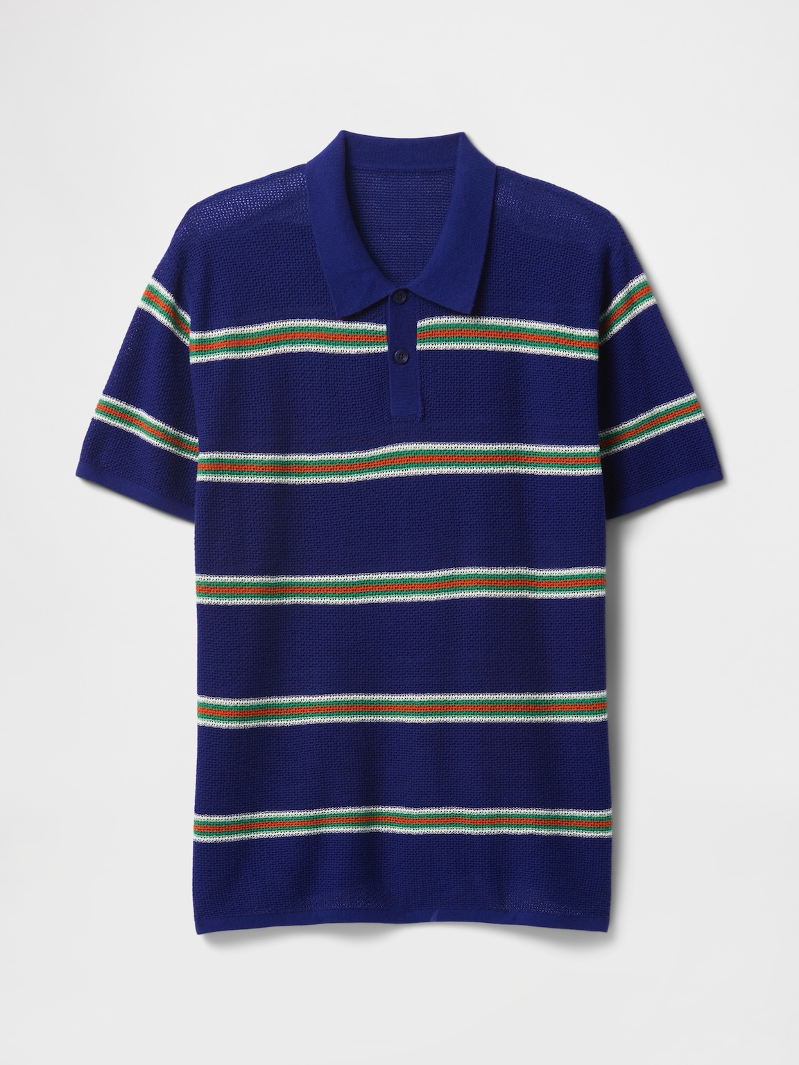 Textured Crochet Polo Sweater