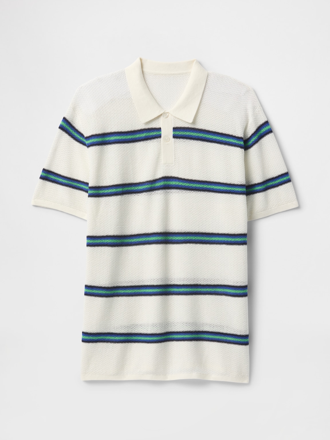 Textured Crochet Polo Sweater