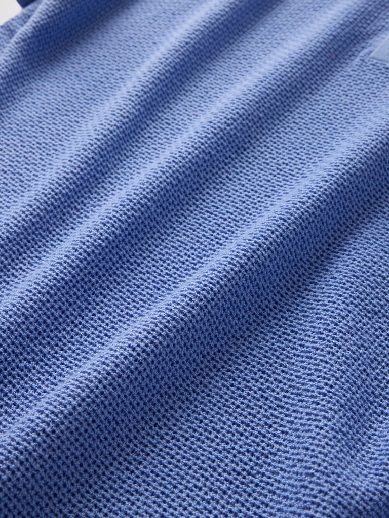 Textured Crochet Polo Sweater