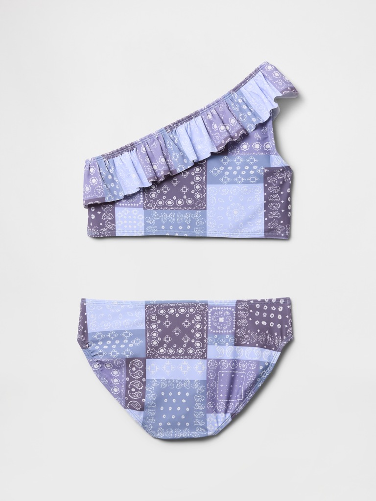 Kids Swim Print Ruffle Two-Piece