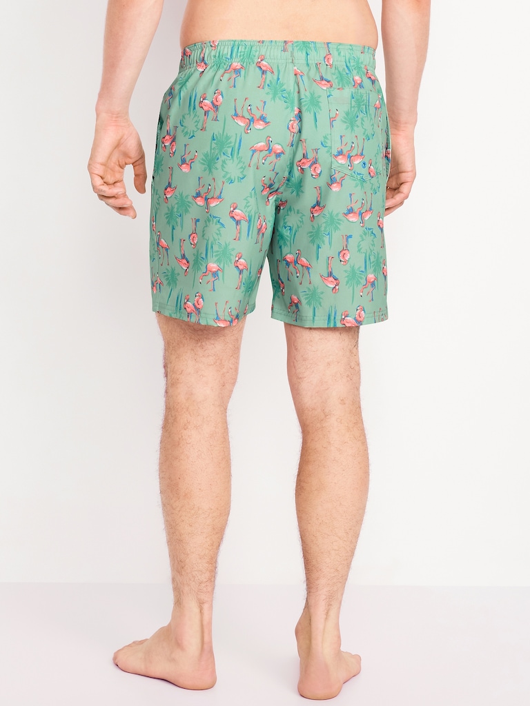 Short de baignade à motif, entrejambe de 18 cm