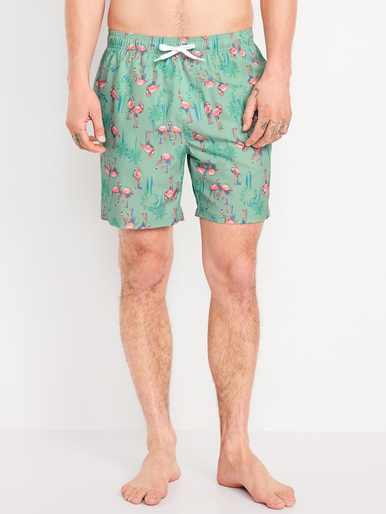 Short de baignade à motif, entrejambe de 18 cm