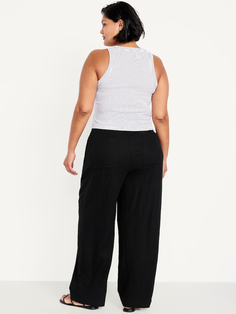 High-Waisted Linen-Blend Wide-Leg Pants