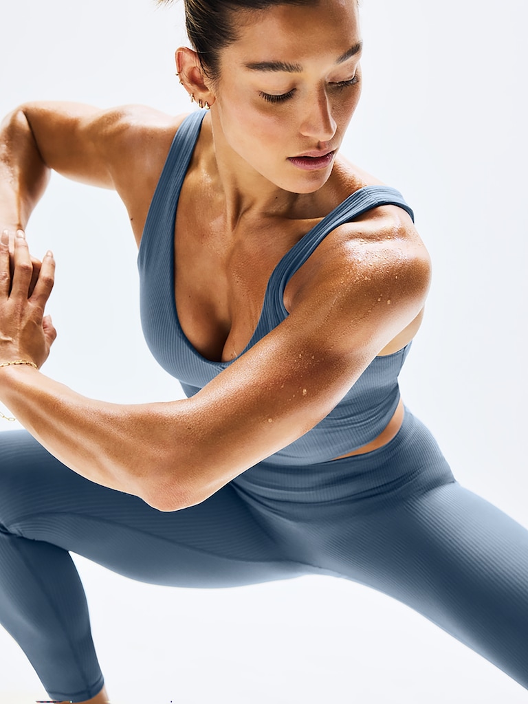 Transcend V Neck Rib Crop Sports Bra A-C