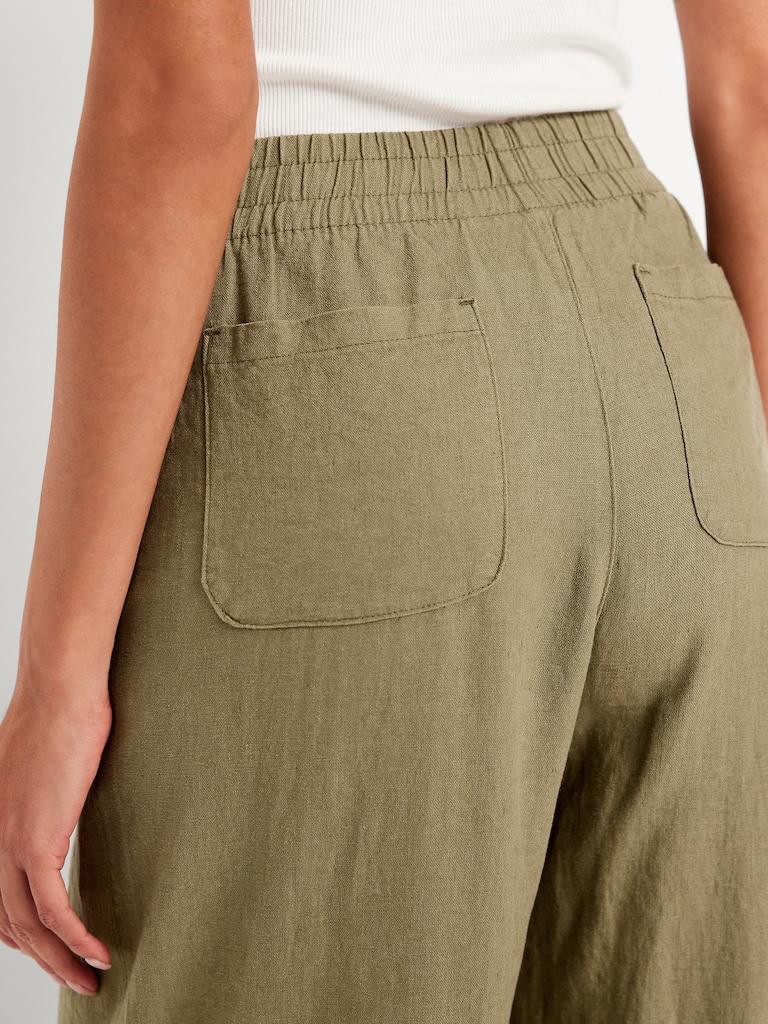 High-Waisted Linen-Blend Wide-Leg Pants