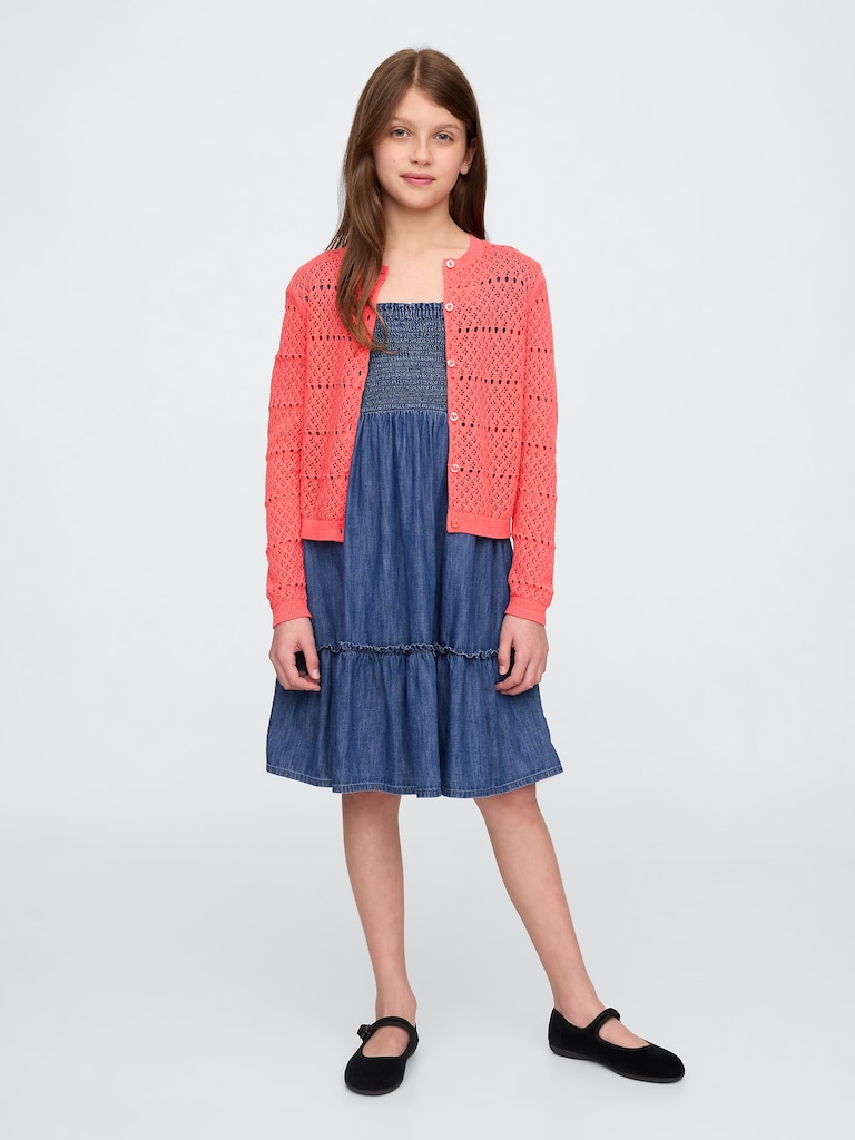 Girls Pointelle Cardigan