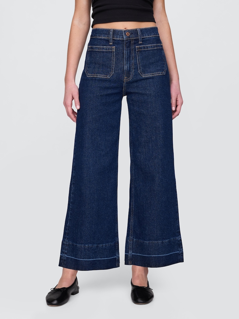 High Stride Wide-Leg Ankle Jeans