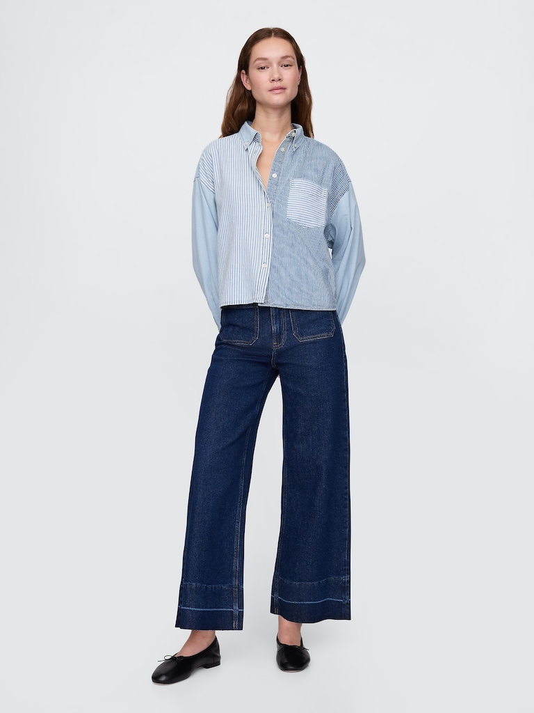 High Stride Wide-Leg Ankle Jeans
