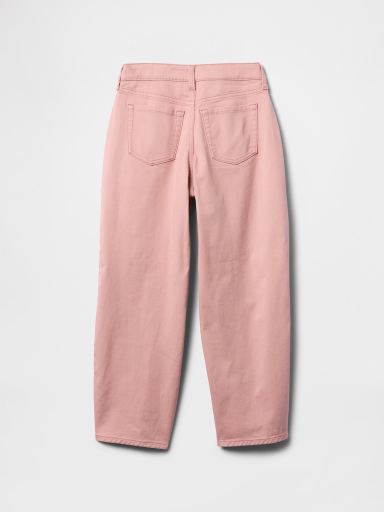 Kids High Rise Seamed Barrel Jeans