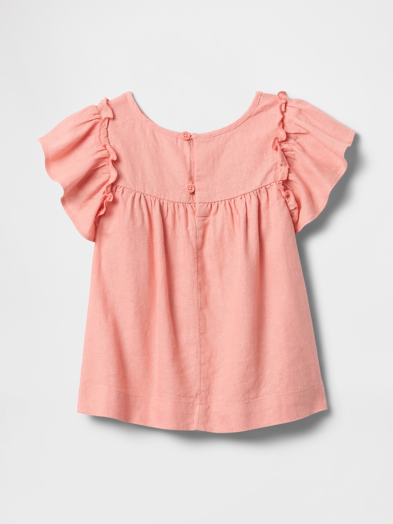 babyGap Linen-Blend Flutter Sleeve Top