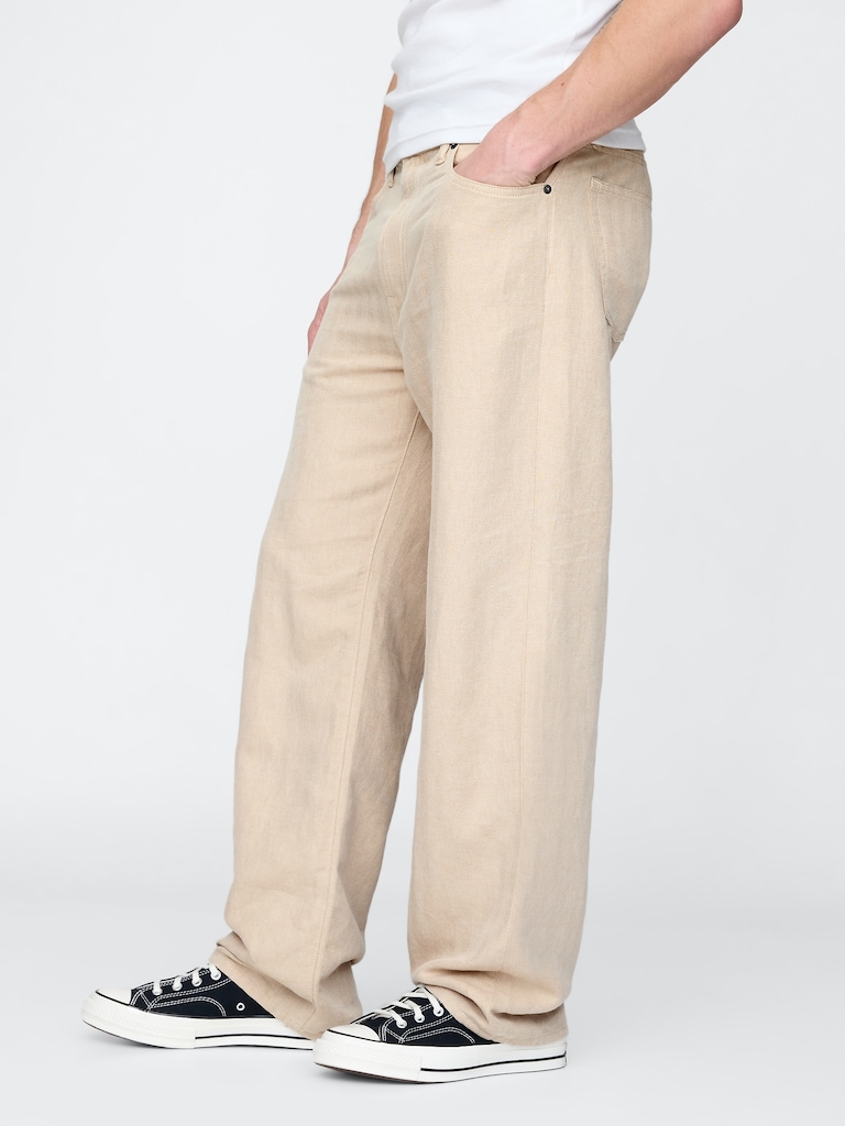 Linen-Cotton '90s Loose Herringbone Pants