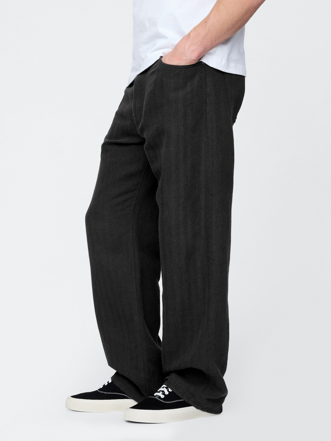 Linen-Cotton '90s Loose Herringbone Pants