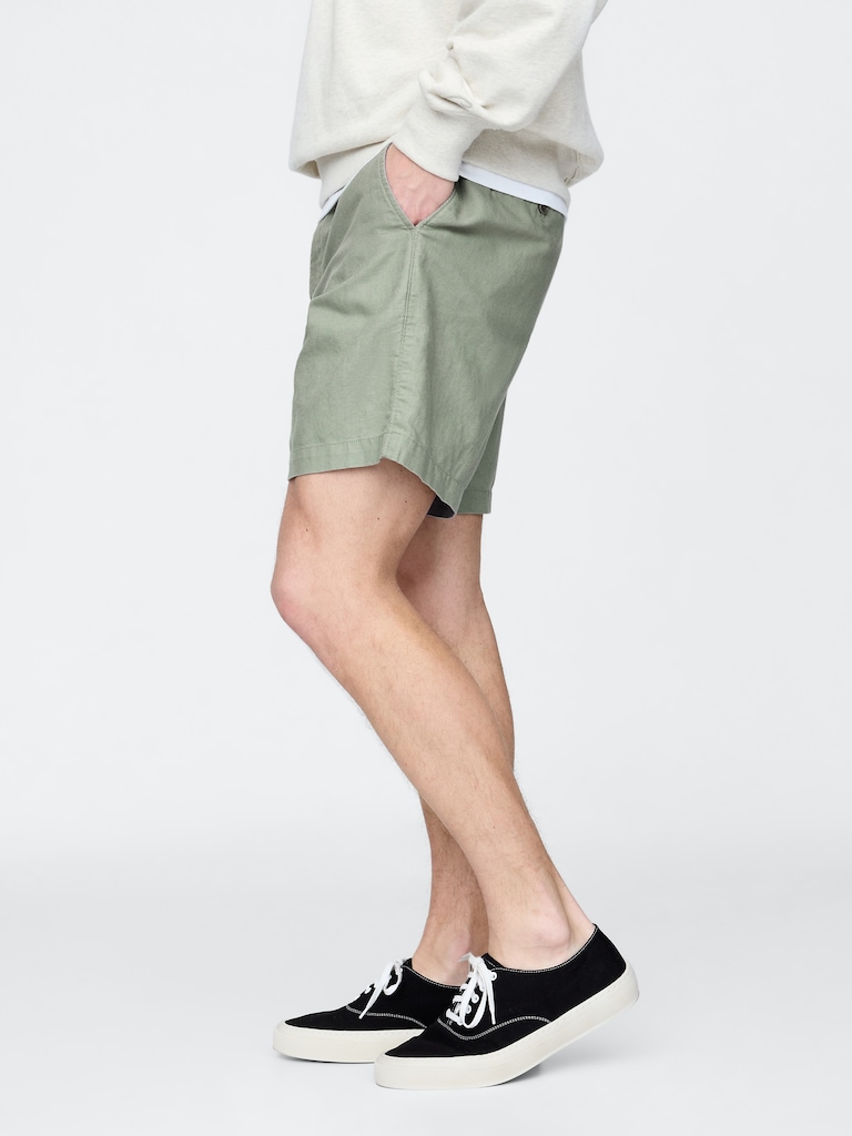 8" Linen-Cotton Shorts