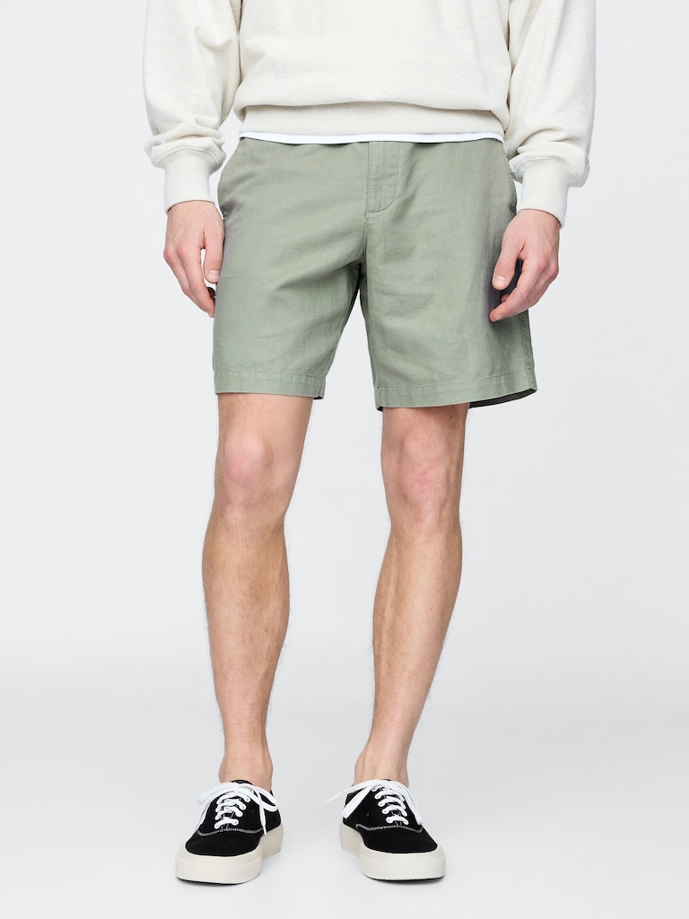 8" Linen-Cotton Shorts