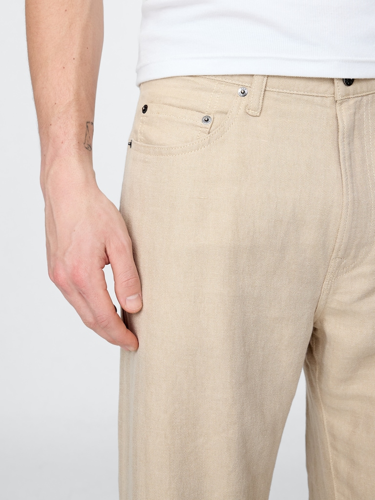 Linen-Cotton '90s Loose Herringbone Pants