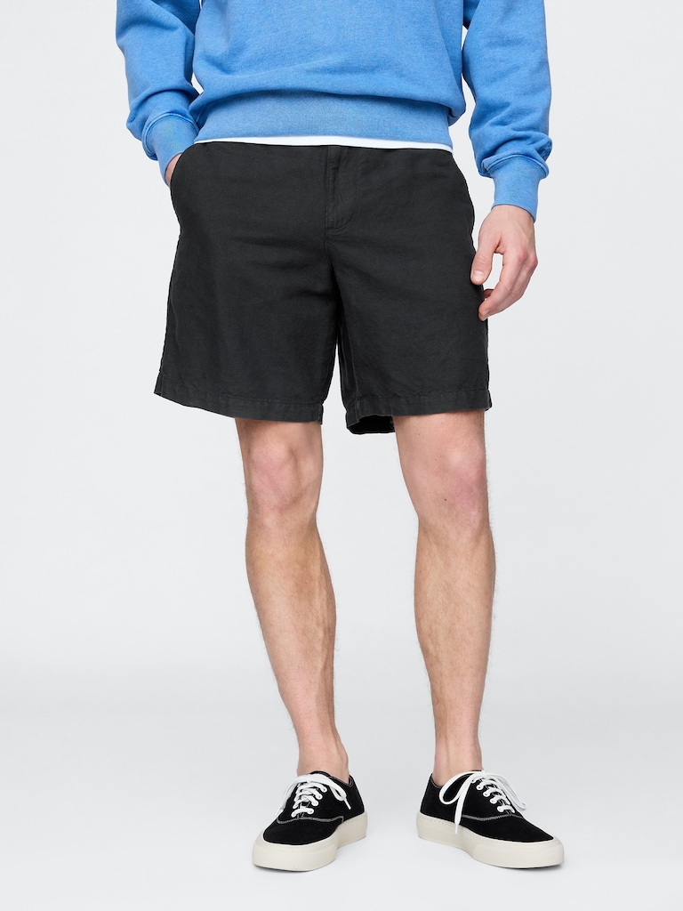 8" Linen-Cotton Shorts