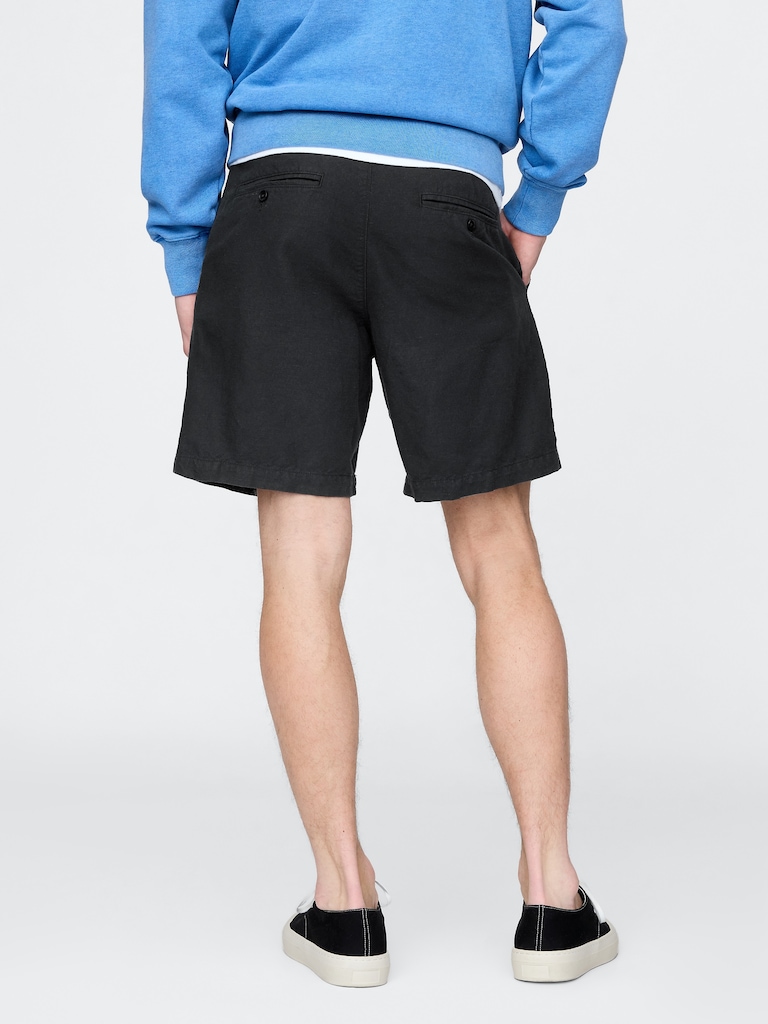 8" Linen-Cotton Shorts