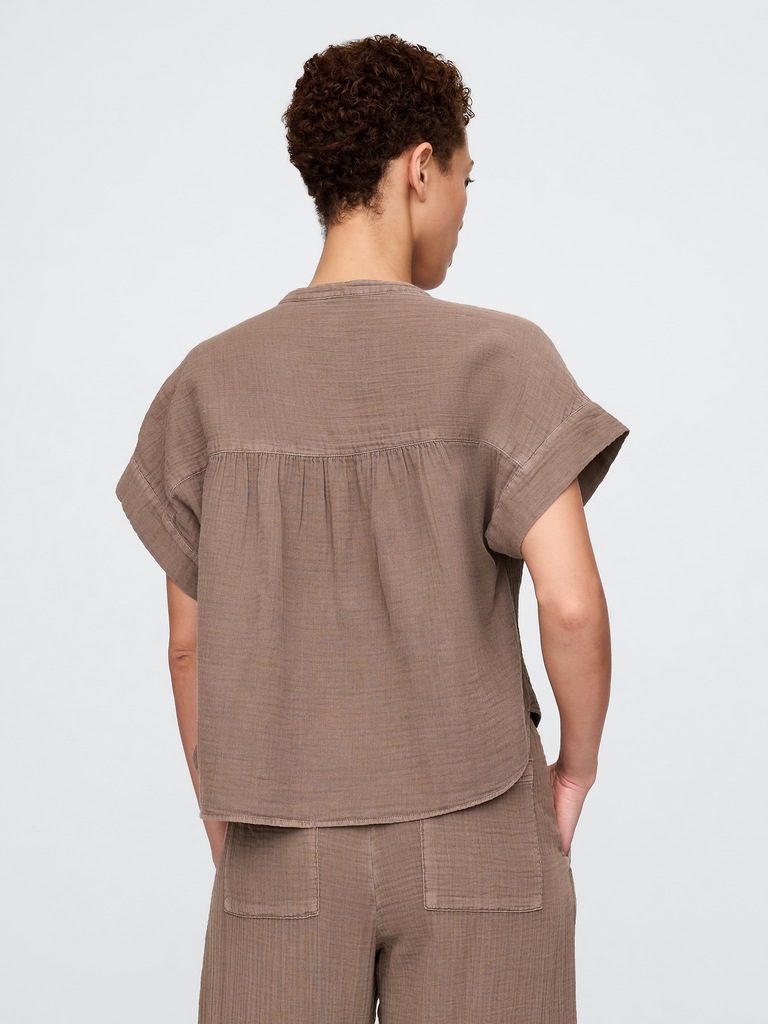 Cotton Gauze Dolman Shirt