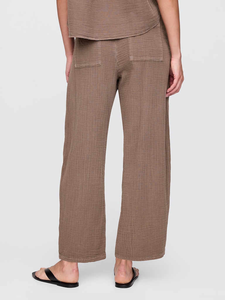 Cotton Gauze Easy Barrel Pants