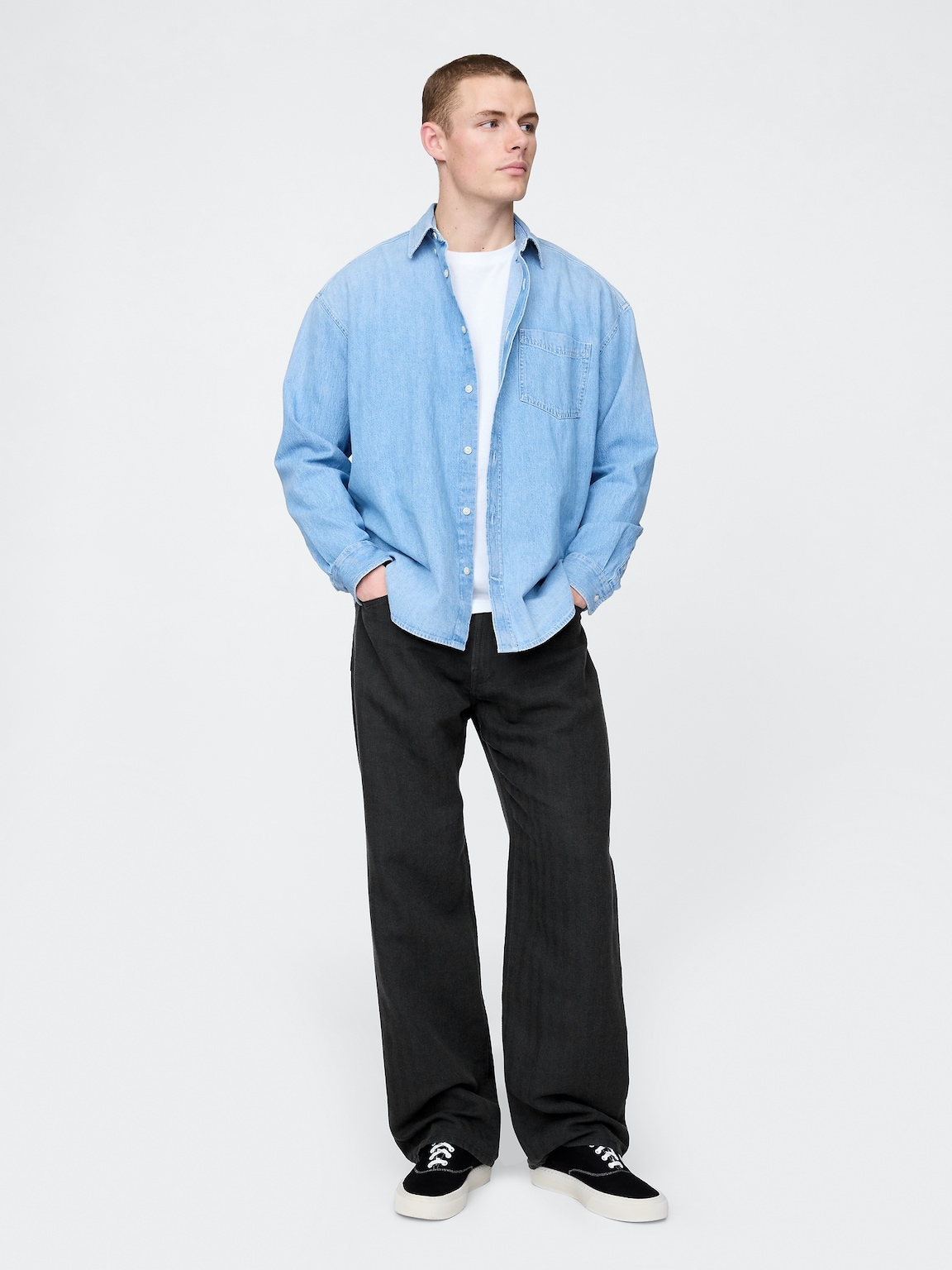 Linen-Cotton '90s Loose Herringbone Pants