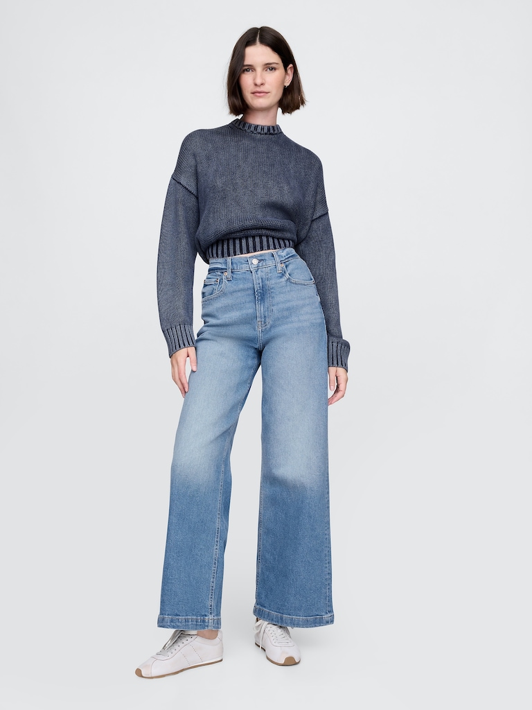 High Stride Wide-Leg Ankle Jeans