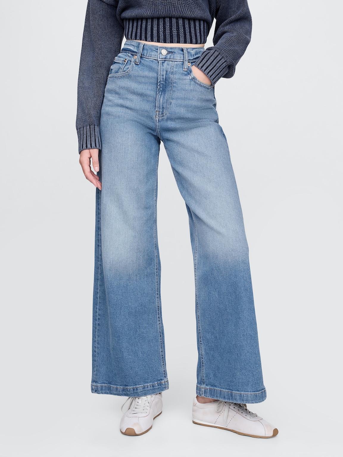 High Stride Wide-Leg Ankle Jeans