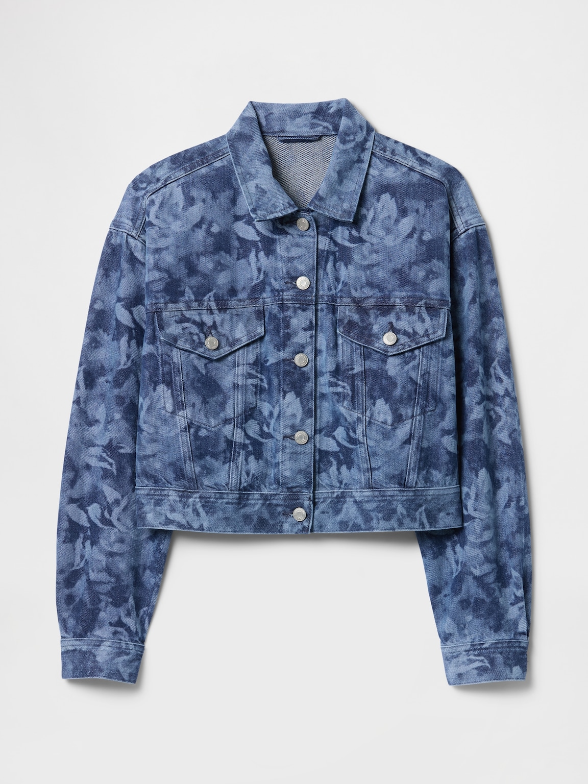 Cropped Floral Denim Icon Jacket
