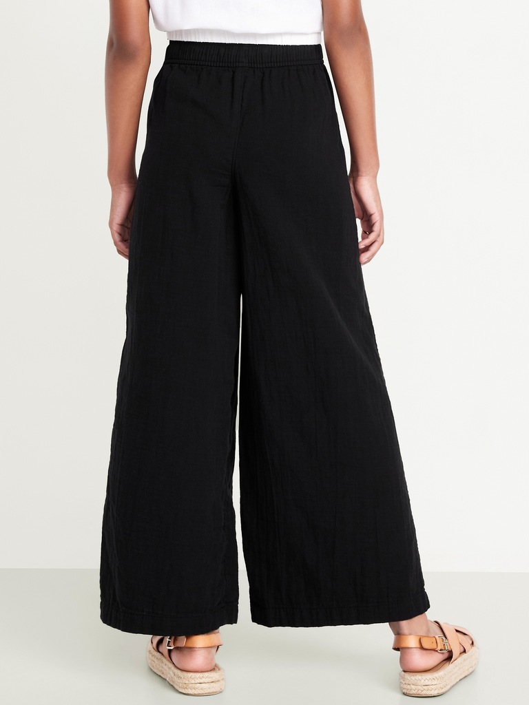 Loose Printed High-Waisted Double-Weave Wide-Leg Pants for Girls