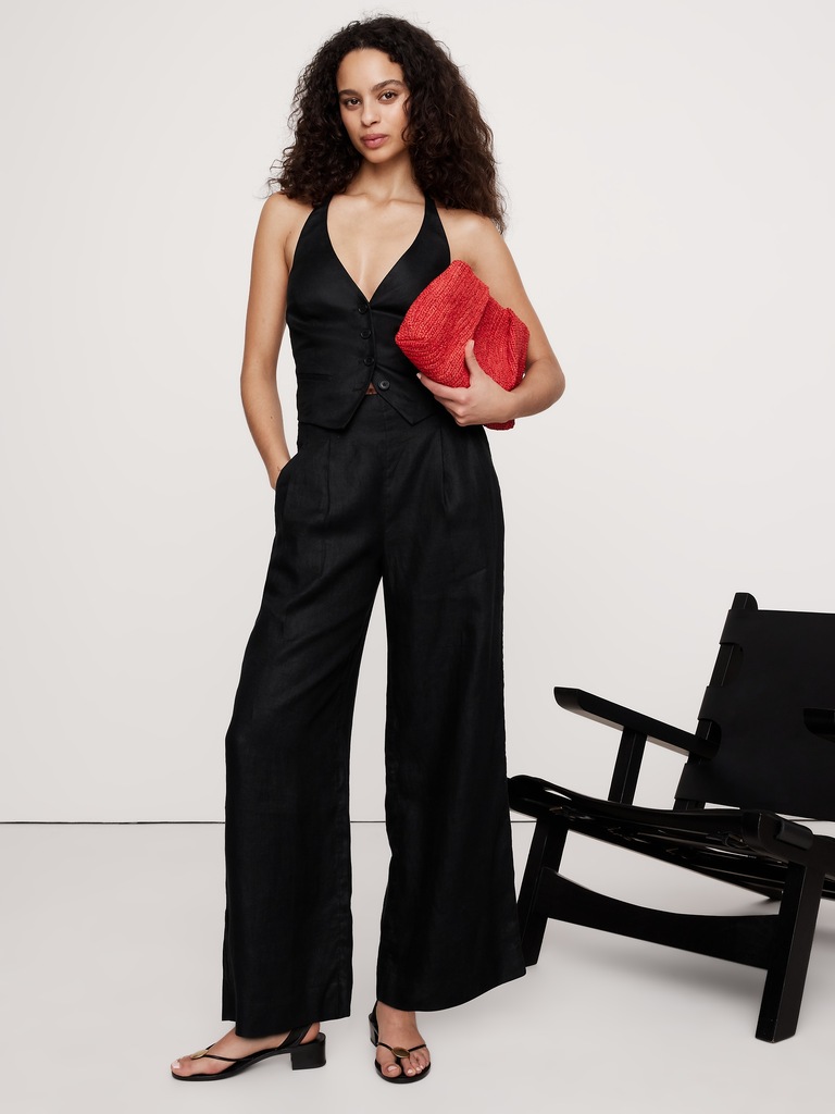 High-Rise Wide-Leg Linen Pant