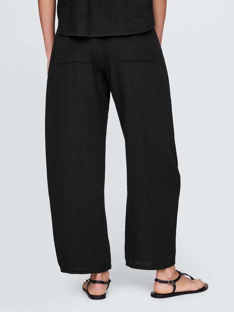 Cotton Gauze Easy Barrel Pants