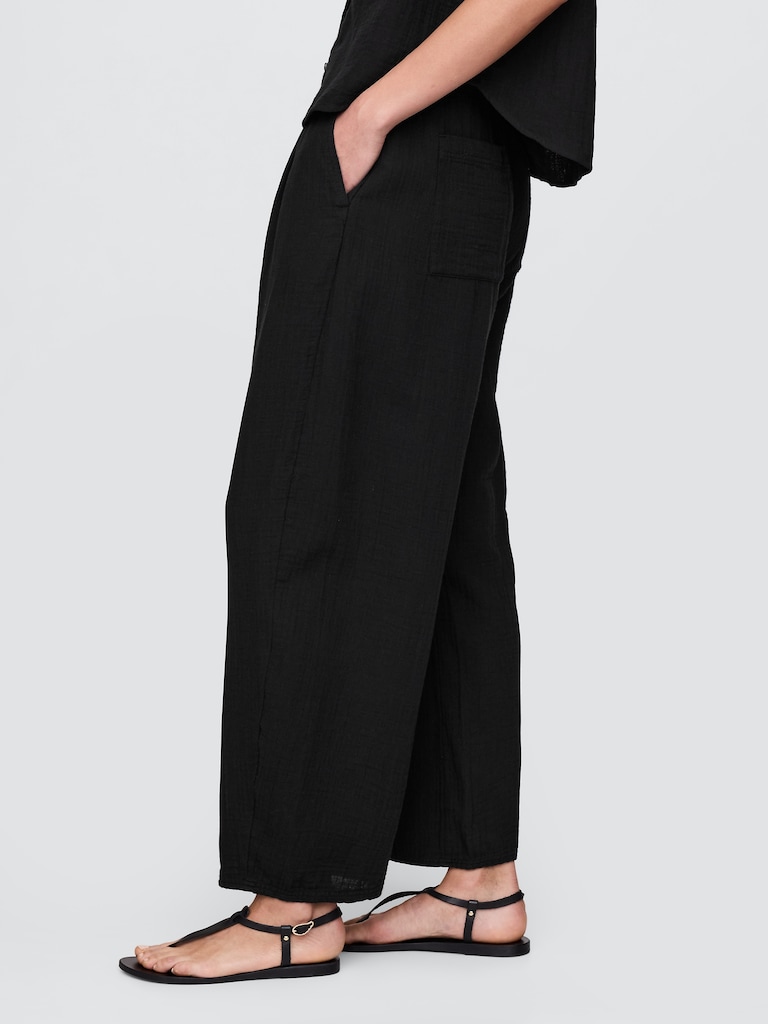 Cotton Gauze Easy Barrel Pants