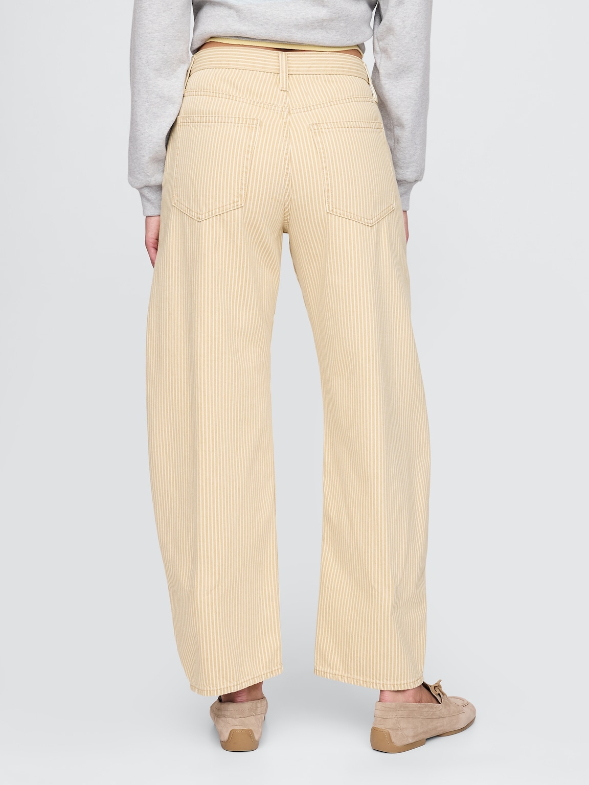 High Rise Khaki Stripe Barrel Jeans