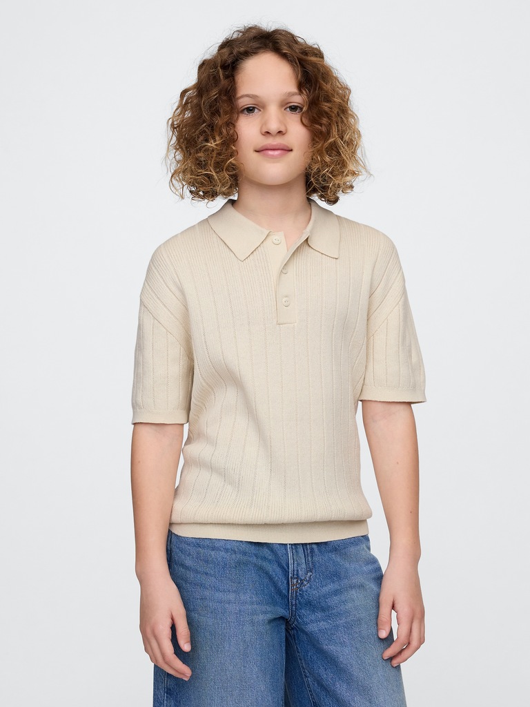 Kids Rib Polo Sweater