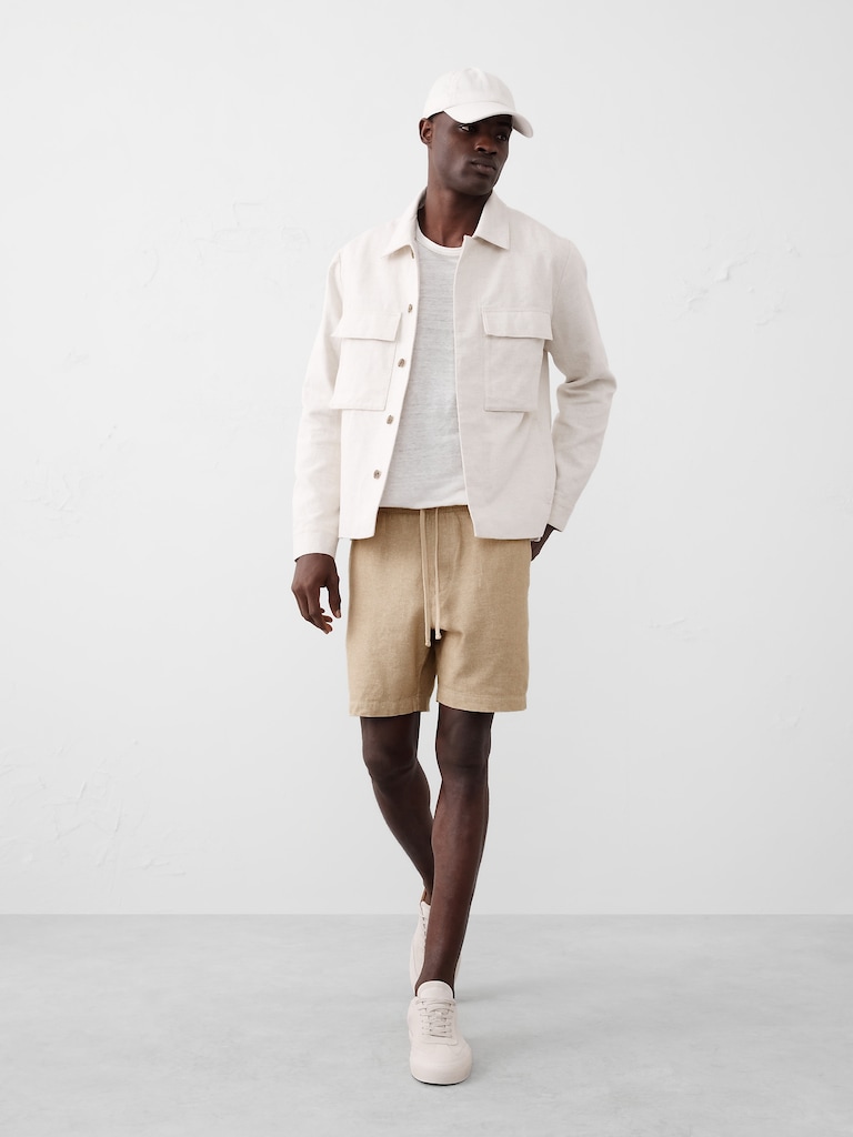 7" Linen-Blend Deck Short